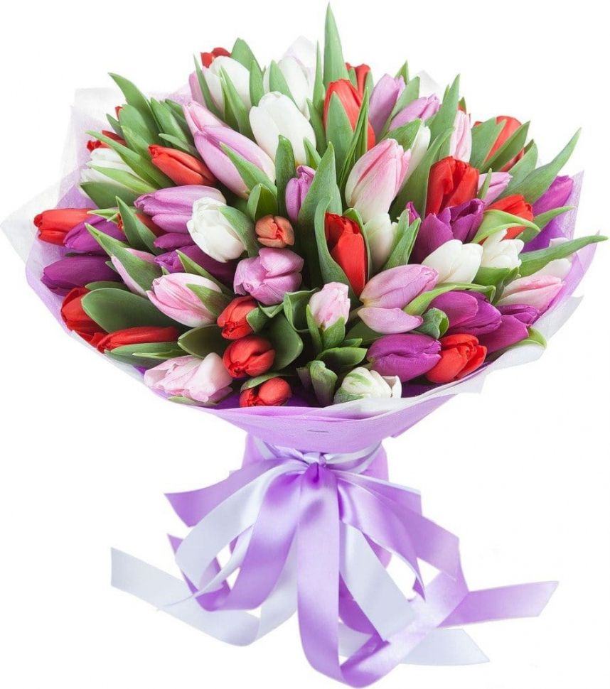 из разноцветных тюльпанов Букет «Лучший подарок»